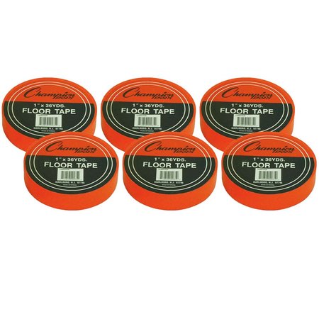 CHAMPION SPORTS Floor Marking Tape, 1in x 36 yd, Orange, PK6 1X36FTOR